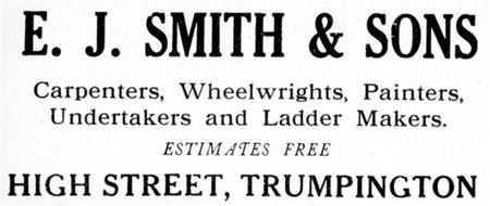 Advertisement for E.J. Smith & Sons, 1952-53. Trumpington Parish Magazine.