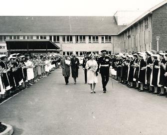 The Queen at the opening of New Addenbrooke�s, 1962. Addenbrooke�s Hospital Archives (stop 9).