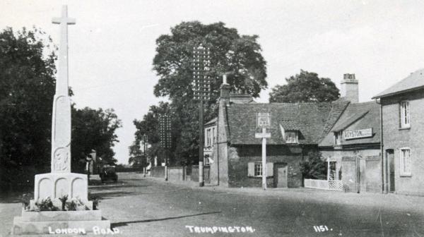 The War Memorial and Red Lion, 1920s-30s. Cambridgeshire Collection (stop 11).