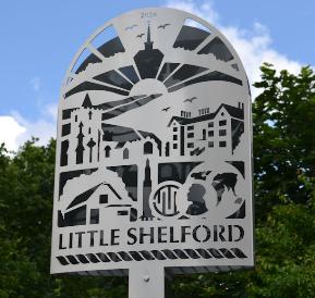 Little Shelford village sign, June 2016. Andrew Roberts (stop 10).