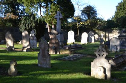 The south side of the churchyard. Photo: Andrew Roberts, 18 October 2011.