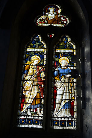 The memorial window to Henry Fawcett (1833-84), on the south side of the Chancel, Trumpington Church. Photo: Andrew Roberts, October 2011.