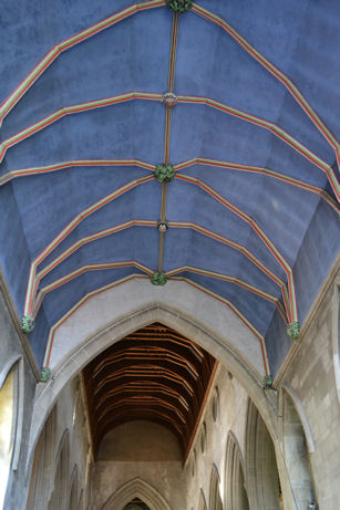 The Chancel and Nave roofs from the Chancel, Trumpington Church. Photo: Andrew Roberts, October 2011.