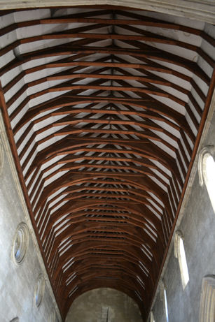 The Nave roof from the organ loft. Trumpington Church. Photo: Andrew Roberts, October 2011.