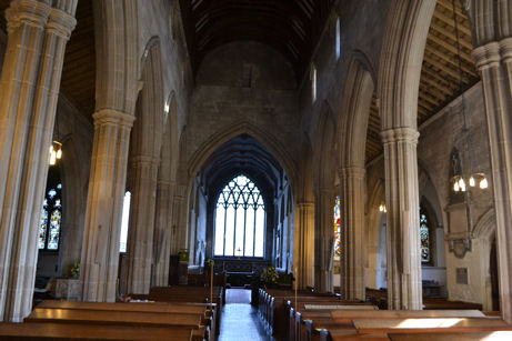 The nave and pews, Trumpington Church. Photo: Andrew Roberts, 18 October 2011.