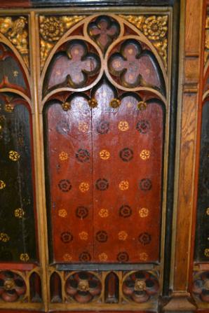Panel on the right side of the surviving lower part of the screen, Trumpington Church. Photo: Andrew Roberts, October 2011.