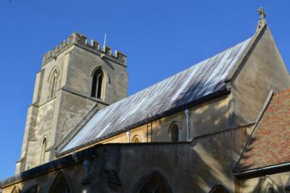The south roof-line of Trumpington Church. Photo: Andrew Roberts, October 2011.
