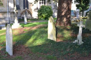 The Galley family cross to the right and Constable family cross to the left (entry 27 and 28). Photo: Andrew Roberts, 28 October 2013.