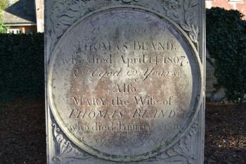 Detail of one of the Bland family headstones (entry 31). Photo: Andrew Roberts, 28 October 2013.