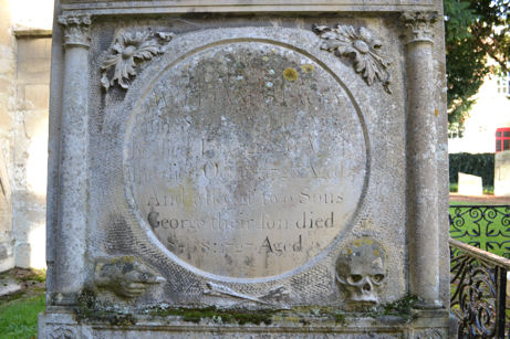 Detail of the Stacey family headstone in Trumpington churchyard. Photo: Andrew Roberts, 28 October 2013.