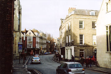 The junction of Trumpington Street and Pembroke Street, looking towards the location of the Medieval ‘Trumpington Gate’. Photo: Andrew Roberts, January 2011.