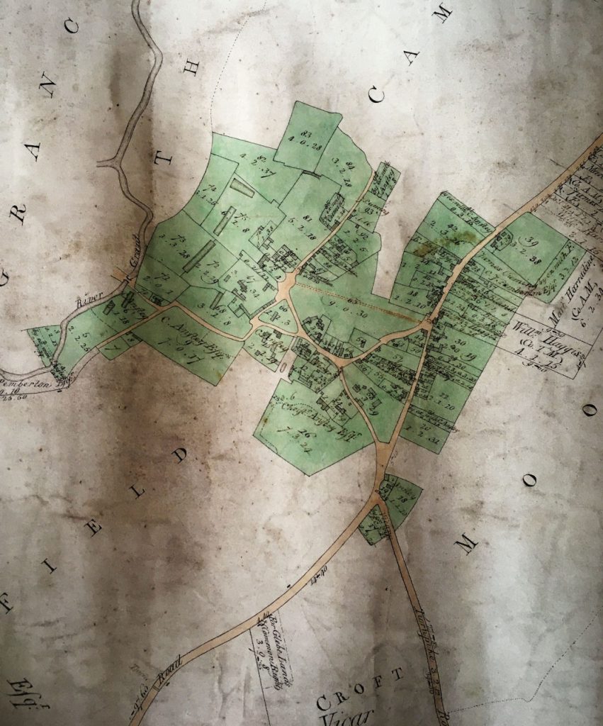 Extract from the map included within the Inclosure Award showing Trumpington village, 1804, published as part of the Inclosure Award in 1809. Cambridgeshire Archives. Reference KCB/8/4/1. Photo: Howard Slatter.