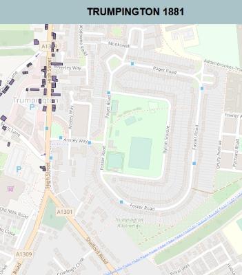 Extract from the Trumpington map, 1881.