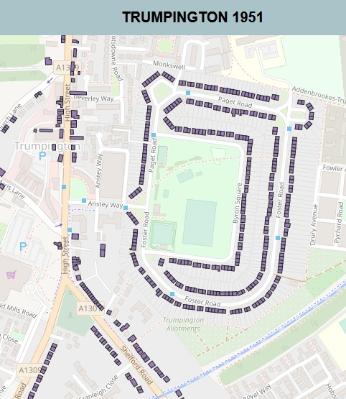 Extract from the Trumpington map, 1951.