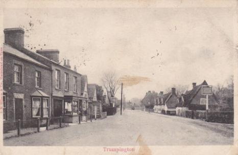Postcard looking south along Trumpington High Street, 1904.