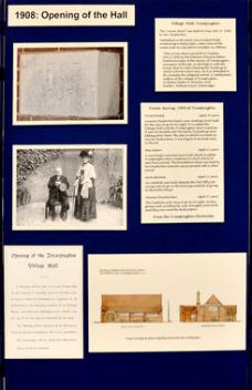 Display panel about the history of the Village Hall, Centenary Exhibition, October 2008.