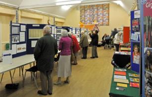 Visitors looking at the display panels, Centenary Exhibition, October 2008.