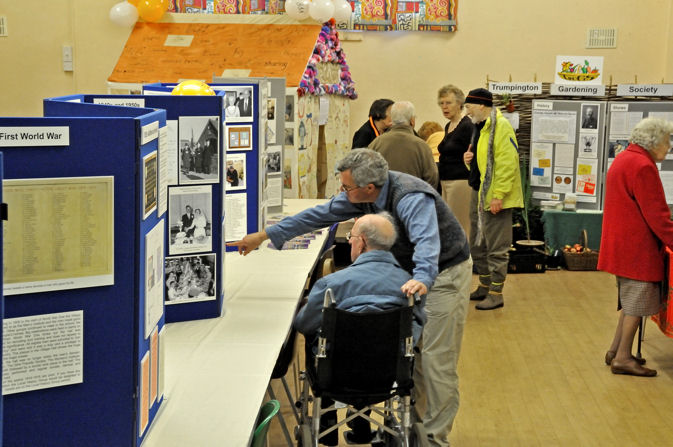 Visitors looking at the display panels, Trumpington Village Hall Centenary Exhibition, 21-25 October 2008