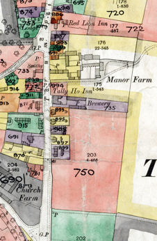 Map showing the plot where the Village Hall was built, 1910.