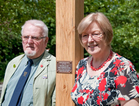 Stephen Harris and Sheila Betts, at the unveiling of the new village sign, 15 June 2010. Photo: Stephen Brown.