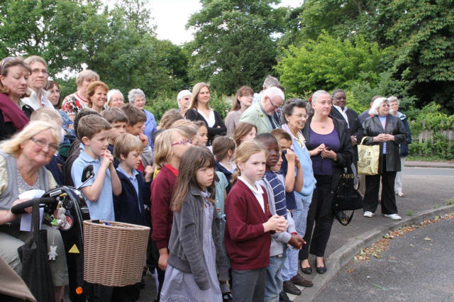 Participants at the unveiling of the new village sign, 15 June 2010. Photo: Martin Jones.