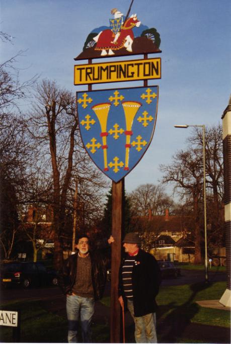 Peter Dawson and Stephen Harris beside the renovated original sign, February 1998. Photo: Peter Dawson, 1998.