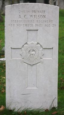 Grave of Private Albert Charles Wilson, Trumpington Churchyard, Shelford Road, Trumpington. Photo: Arthur Brookes, November 2009.