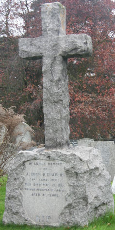 Memorial in Trumpington graveyard to Captain Arthur Hugh Bales Chaplin. Photo: Arthur Brookes, 2009.