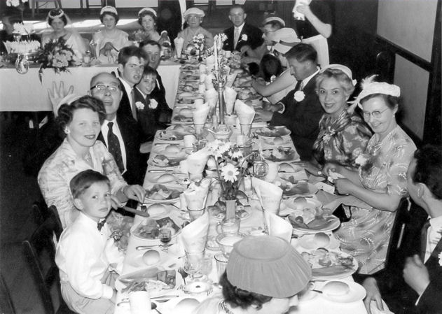 Wedding reception of Ted and Mary Cox, 19 July 1958.
