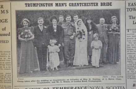 Wedding of E. Wilson. Independent Press and Chronicle, 31 January 1941, p. 9. Cambridgeshire Collection.