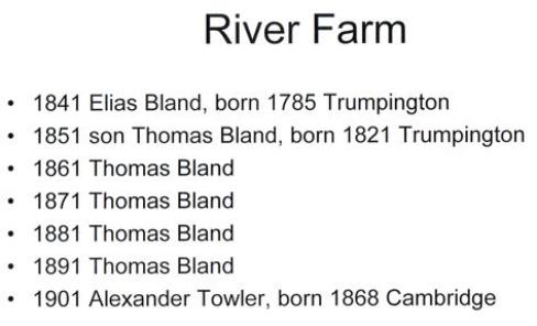Census evidence for River Farm