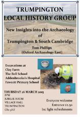 Archaeology of Trumpington and South Cambridge, 26 March 2015.