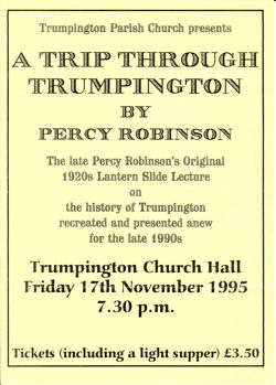 Poster for the meeting A Trip Through Trumpington, 17 November 1995.