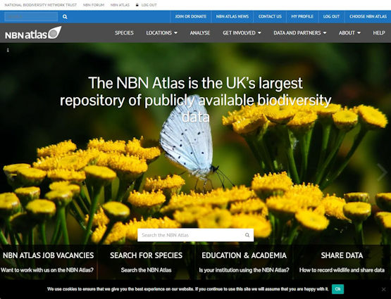 Home page of the National Biodiversity Network (NBN) Atlas. Howard Slatter.