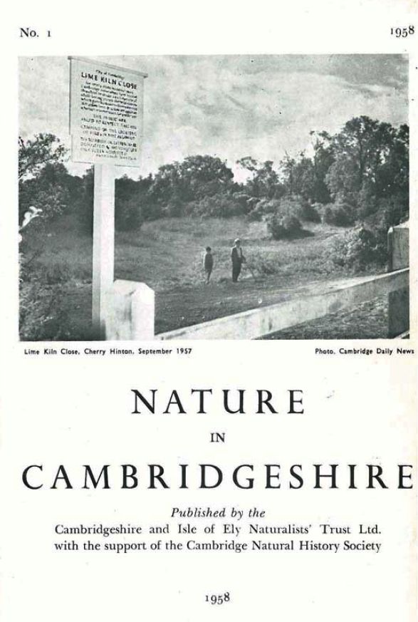 Front cover of Nature in Cambridge, Cambridgeshire and Isle of Ely Naturalists’ Trust, 1958. Photo: Howard Slatter.