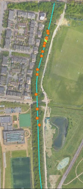 Evidence of Water Voles along Hobson’s Brook, Section A, from Long Road to the Busway crossing. Source: Hobsons Conduit Trust.